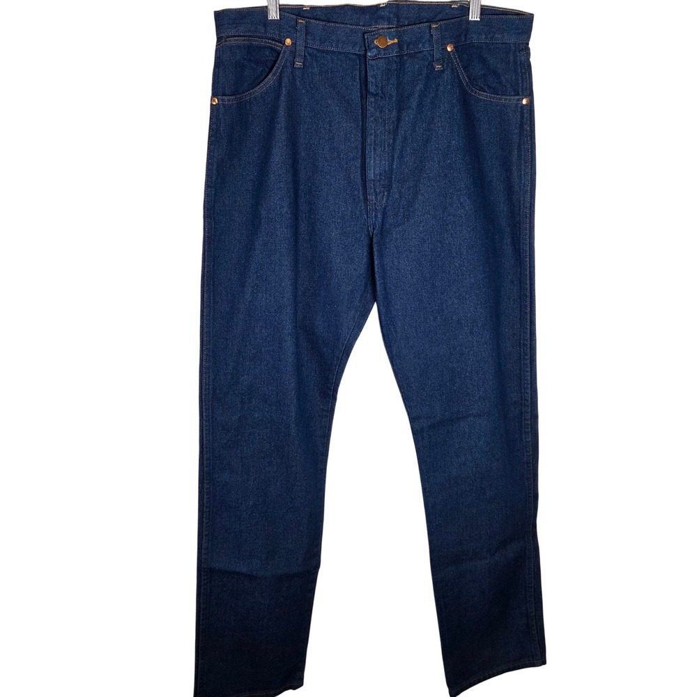 Wrangler Relaxed Straight Leg Jeans Dark Wash Workwear Denim 38x36 Mens